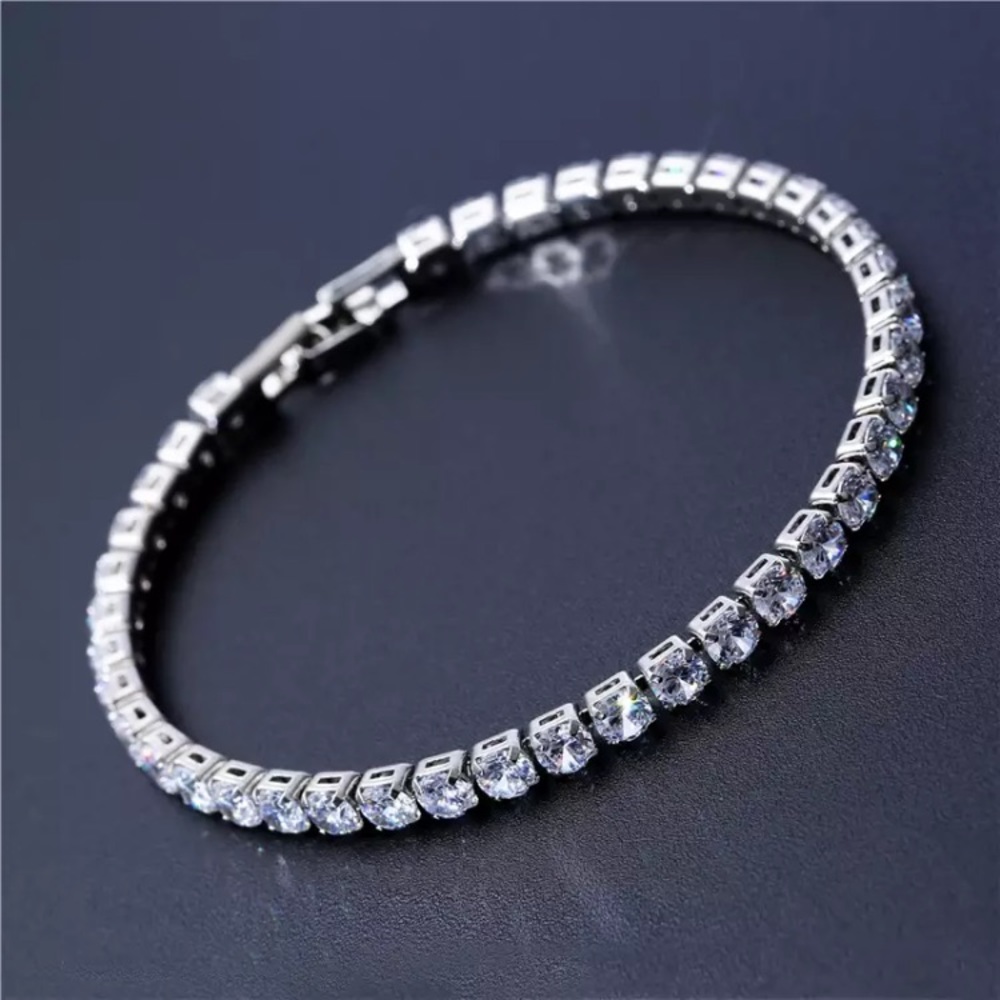 🌟 Platinum Plated Diamond Tennis Bracelet